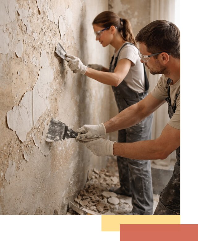 Снятие старой шпаклевки и подготовка поверхностей в Добрянке