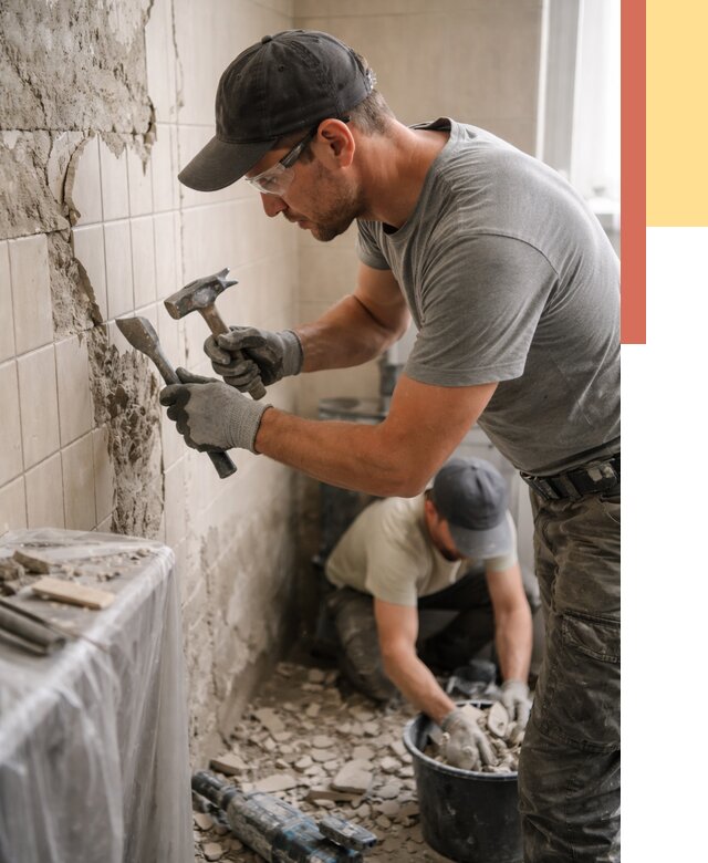 Демонтаж плитки со стен в Добрянке от 859 руб. — быстро и недорого | ОТДЕЛОЧНИК-Дбр