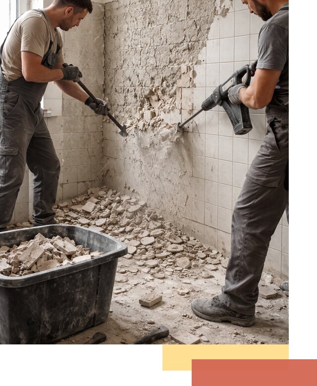 Демонтаж плитки со стен в Добрянке быстро и аккуратно