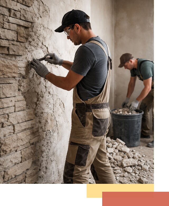 Демонтаж декоративного камня в Добрянке профессионально и безопасно