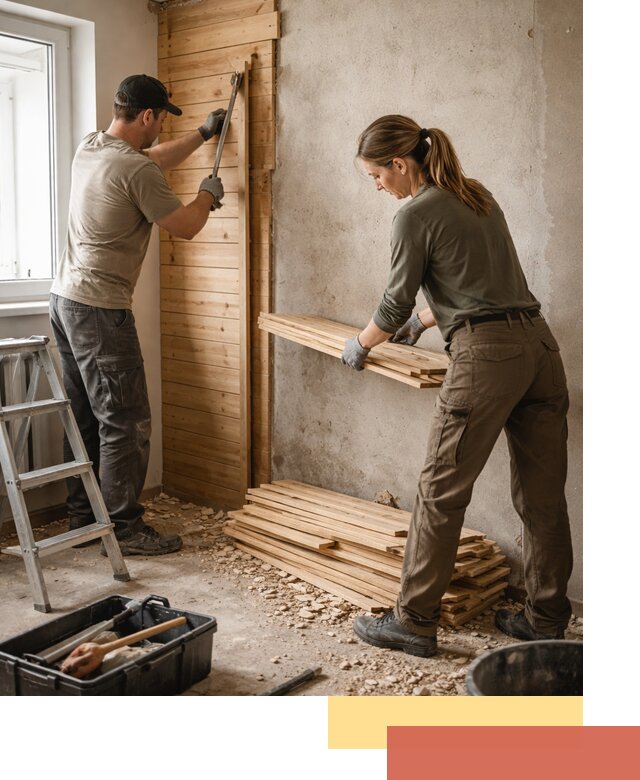 Демонтаж вагонки со стен в Добрянке — профессиональный демонтаж