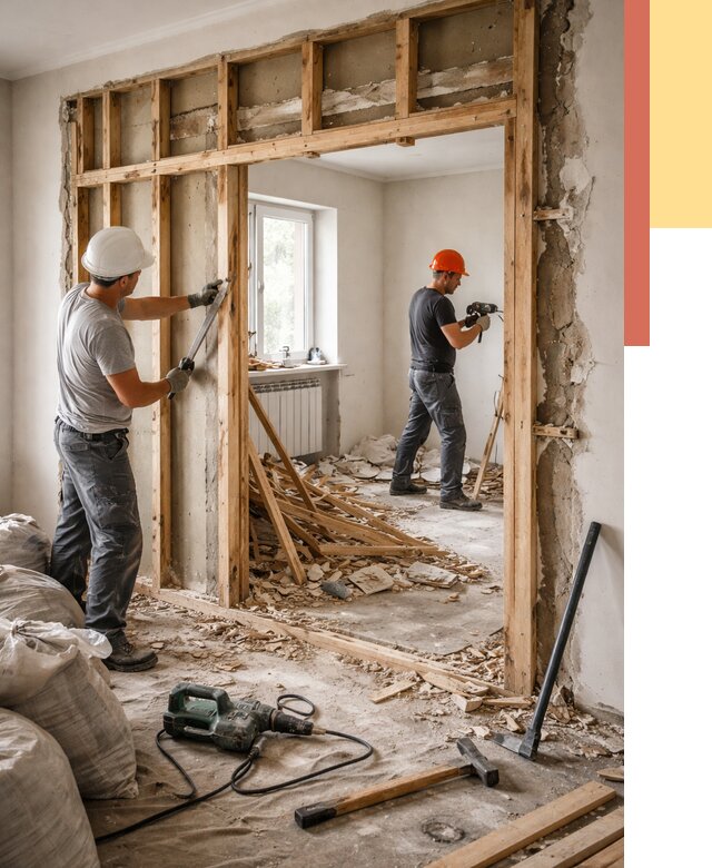 Демонтаж деревянных перегородок в Добрянке от 3233 руб. — быстро и недорого | ОТДЕЛОЧНИК-Дбр