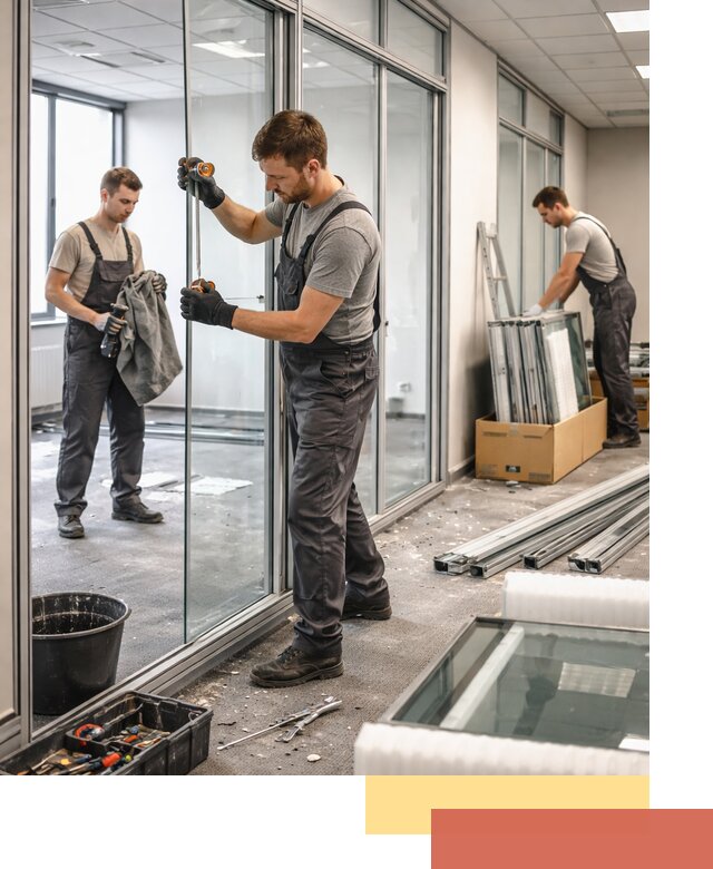 Демонтаж стеклянных перегородок в Добрянке быстро и безопасно