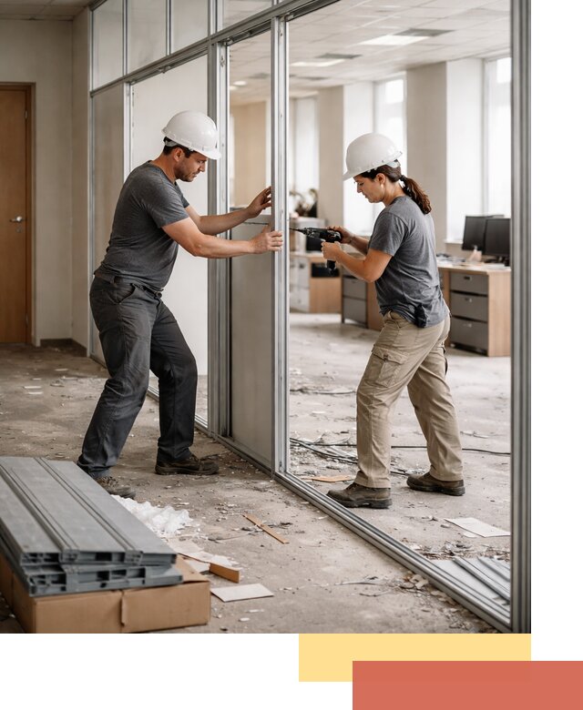 Демонтаж алюминиевых перегородок в Добрянке быстро и аккуратно