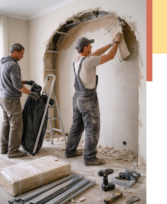 Демонтаж арки из гипсокартона в Добрянке от 3536 руб. — услуги под ключ | ОТДЕЛОЧНИК-Дбр