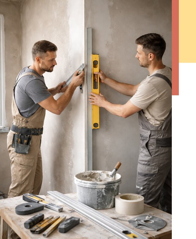 Выведение углов стен в Добрянке от 1869 руб. быстро и недорого | ОТДЕЛОЧНИК-Дбр