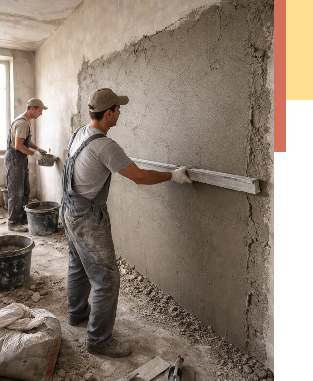 Цементная штукатурка стен в Добрянке от 4546 руб/м2 — быстро и недорого | ОТДЕЛОЧНИК-Дбр