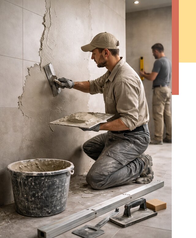 Штукатурка стен в ванной в Добрянке от 4546 руб./м² — выравнивание под ключ | ОТДЕЛОЧНИК-Дбр