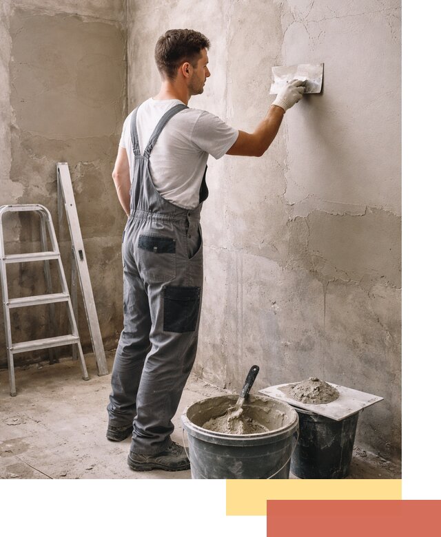 Штукатурка стен в ванной под ключ в Добрянке