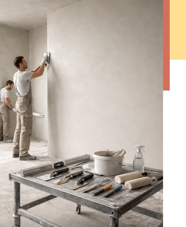 Штукатурка стен под покраску в Добрянке от 4546 руб./м² — качественно и недорого | ОТДЕЛОЧНИК-Дбр