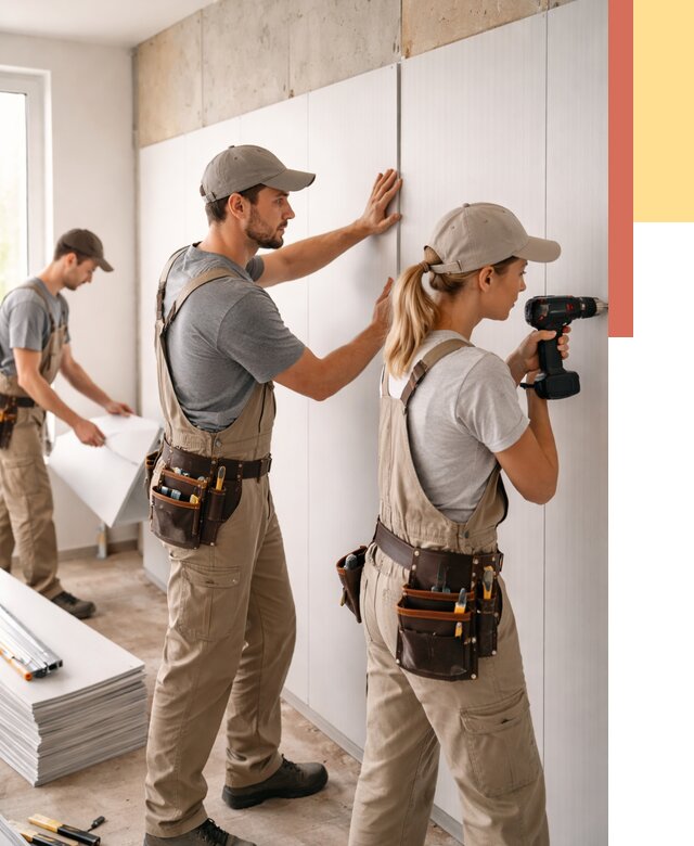 Монтаж ПВХ панелей на стены в Добрянке от 455 руб/м2 — быстро и недорого | ОТДЕЛОЧНИК-Дбр