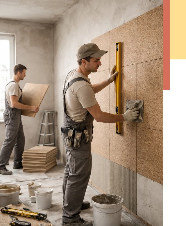 Монтаж пробковых панелей на стены в Добрянке от 3536 руб. — ОТДЕЛОЧНИК-Дбр