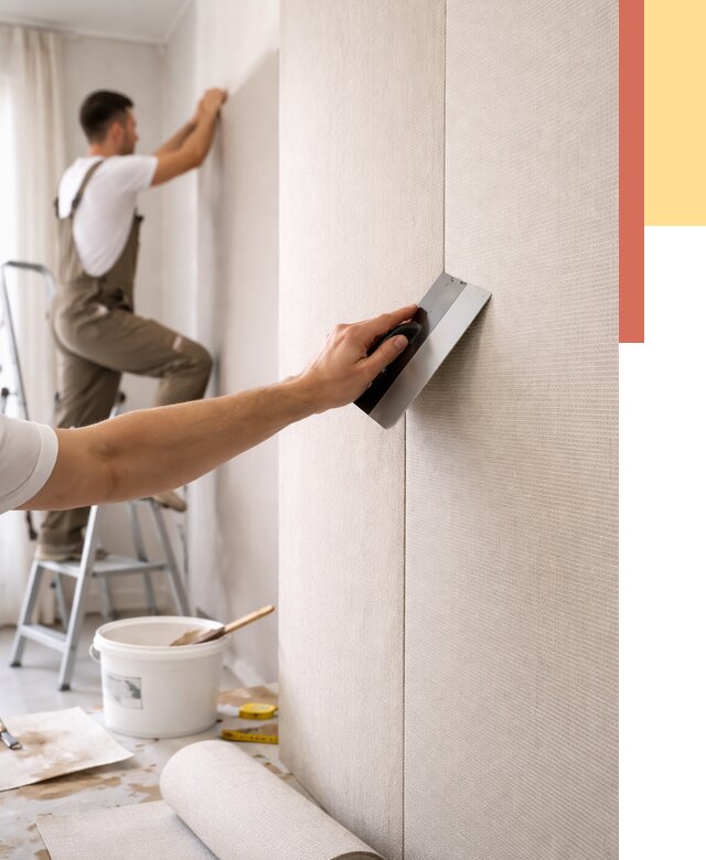 Поклейка текстильных обоев в Добрянке от 4546 руб. под ключ | ОТДЕЛОЧНИК-Дбр