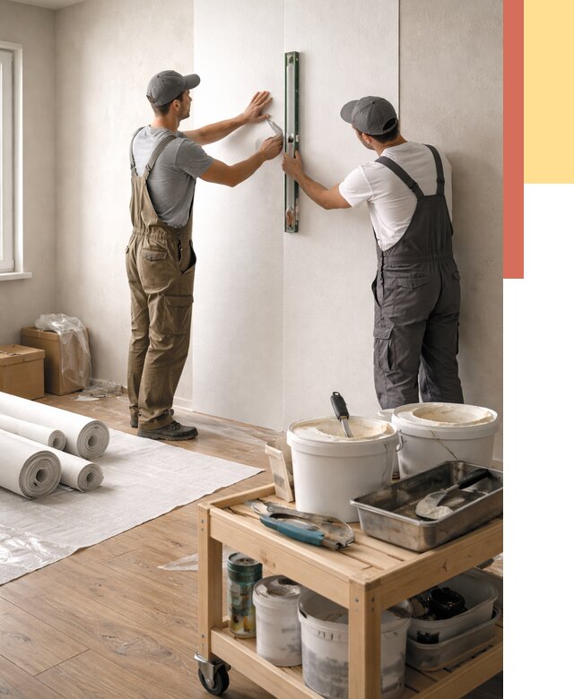 Поклейка стеклообоев в Добрянке от 6566 руб. за м2 — быстро и недорого | ОТДЕЛОЧНИК-Дбр