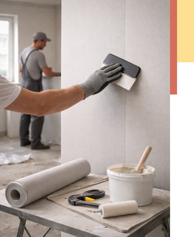 Поклейка обоев под покраску в Добрянке от 3536 руб. за м2 | ОТДЕЛОЧНИК-Дбр