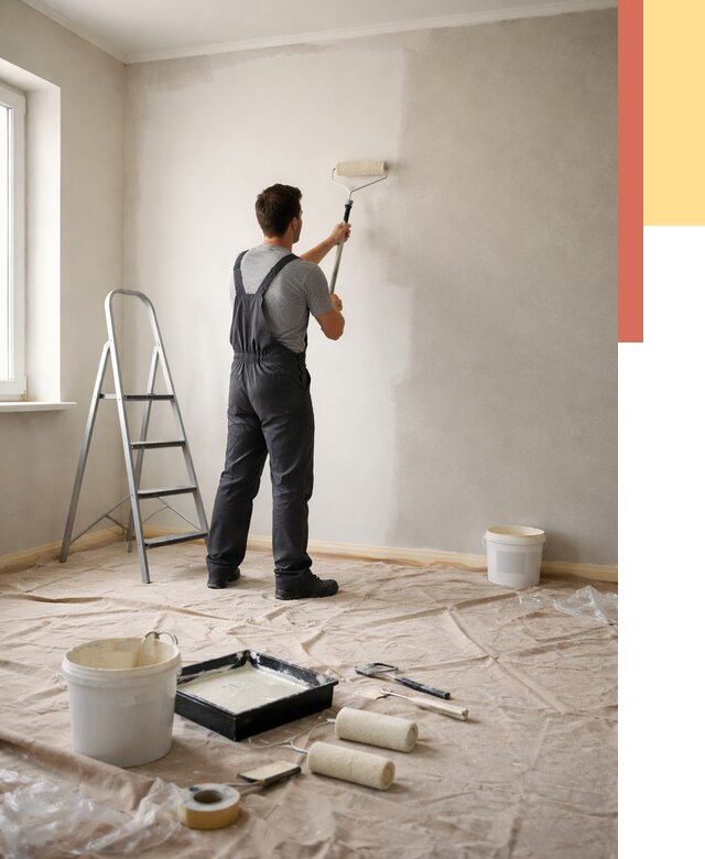 Покраска стен моющейся краской в Добрянке от 354 руб./м² — быстро и недорого | ОТДЕЛОЧНИК-Дбр