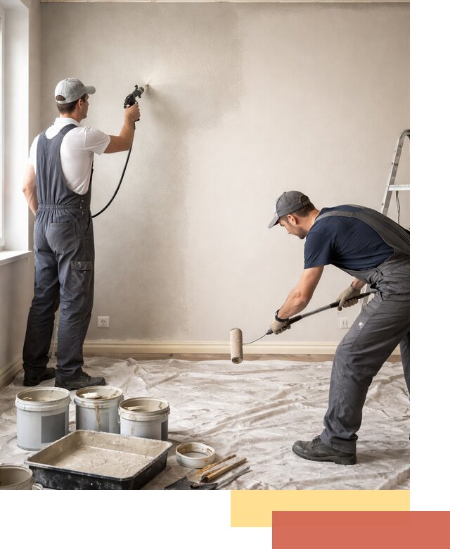 Покраска стен моющейся краской и защита поверхностей в Добрянке