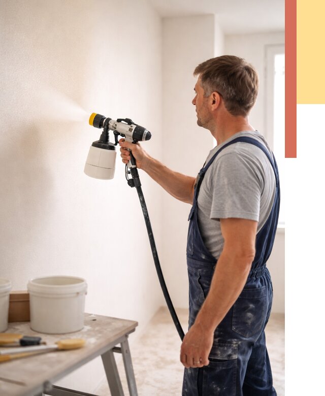 Покраска стен краскопультом в Добрянке от 7577 руб. — механизированная покраска | ОТДЕЛОЧНИК-Дбр