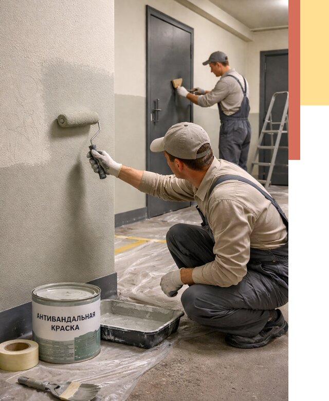 Покраска стен антивандальной краской в Добрянке от 4546 руб./м² под ключ | ОТДЕЛОЧНИК-Дбр