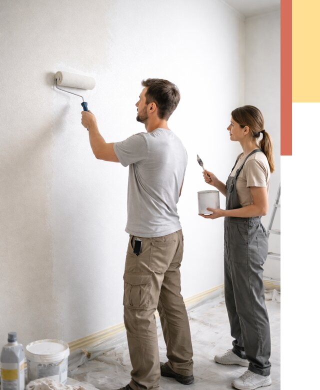 Окраска стен по стеклохолсту в Добрянке от 4546 руб/м² под ключ | ОТДЕЛОЧНИК-Дбр