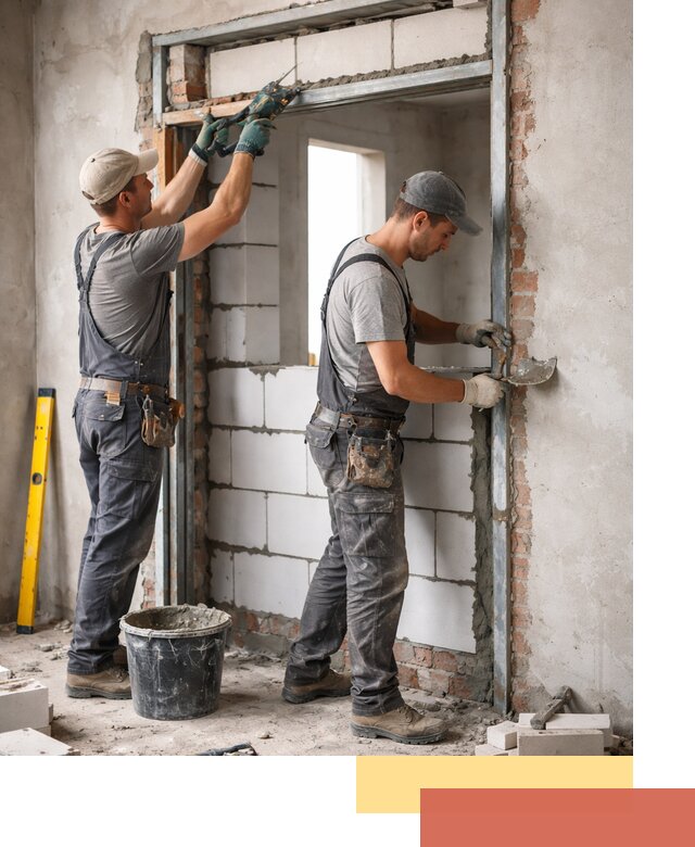 Закладка дверного проема под ключ в Добрянке: демонтаж, монтаж, отделка