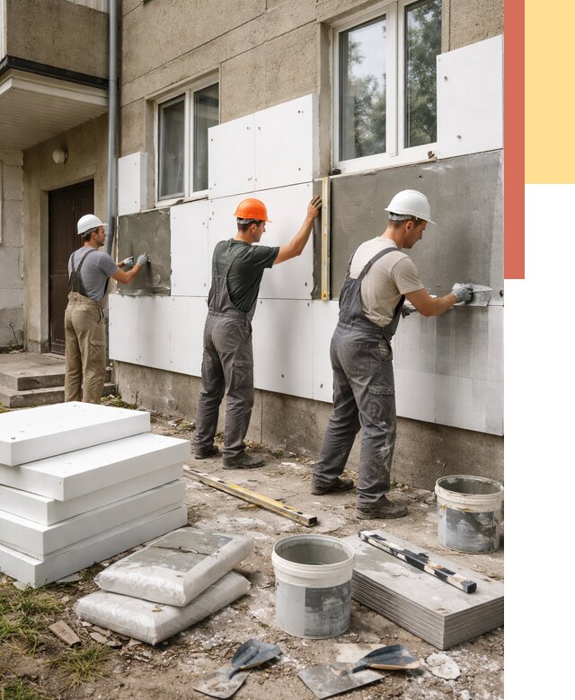 Утепление стен пенопластом в Добрянке от 1768 руб. — недорого и под ключ | ОТДЕЛОЧНИК-Дбр