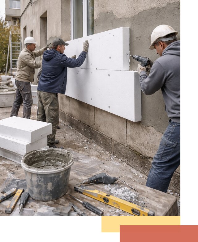 Утепление наружных стен пенопластом в Добрянке