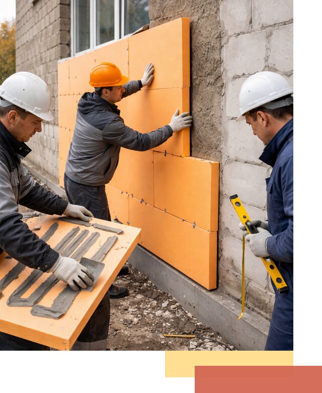 Утепление фасада пеноплексом под ключ в Добрянке