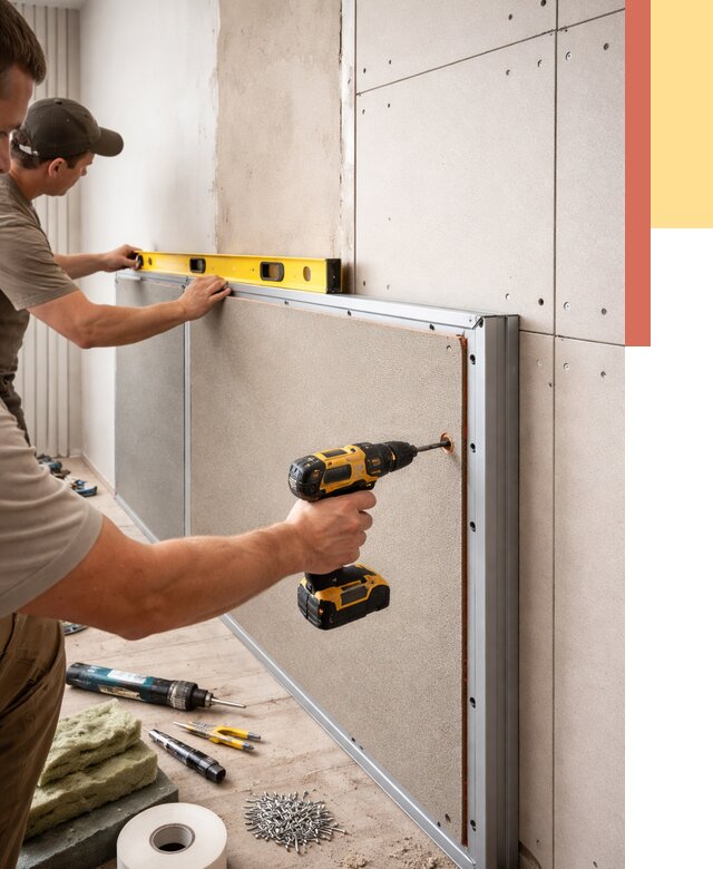 Шумоизоляция стен панелями ЗИПС в Добрянке от 2222 руб./м² под ключ | ОТДЕЛОЧНИК-Дбр