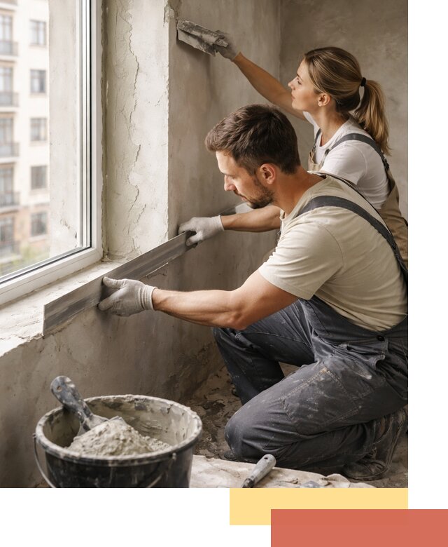 Штукатурка откосов дверей и окон профессионально в Добрянке