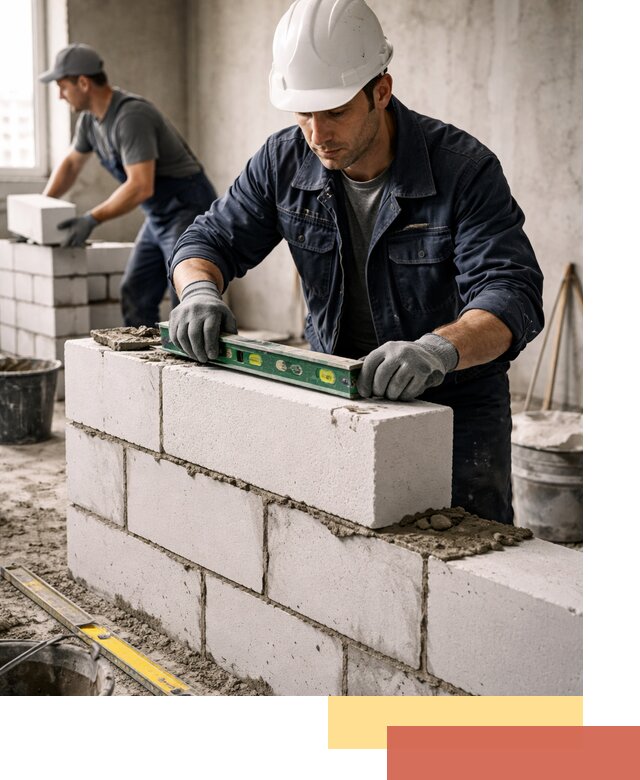 Кладка перегородок из пеноблока под ключ в Добрянке