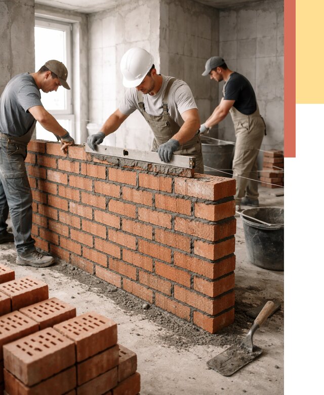 Кладка перегородок из кирпича в Добрянке от 3536 руб. за м² | ОТДЕЛОЧНИК-Дбр