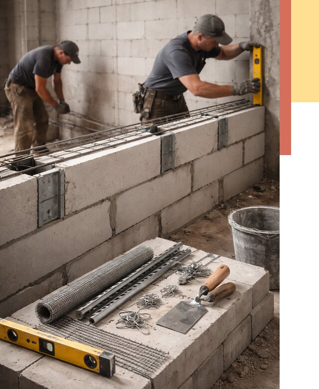 Армирование кладки перегородок в Добрянке от 758 руб. под ключ | ОТДЕЛОЧНИК-Дбр