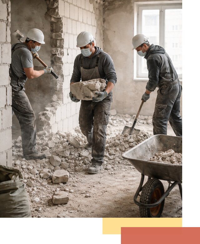 Демонтаж блочных перегородок в Добрянке быстро и аккуратно