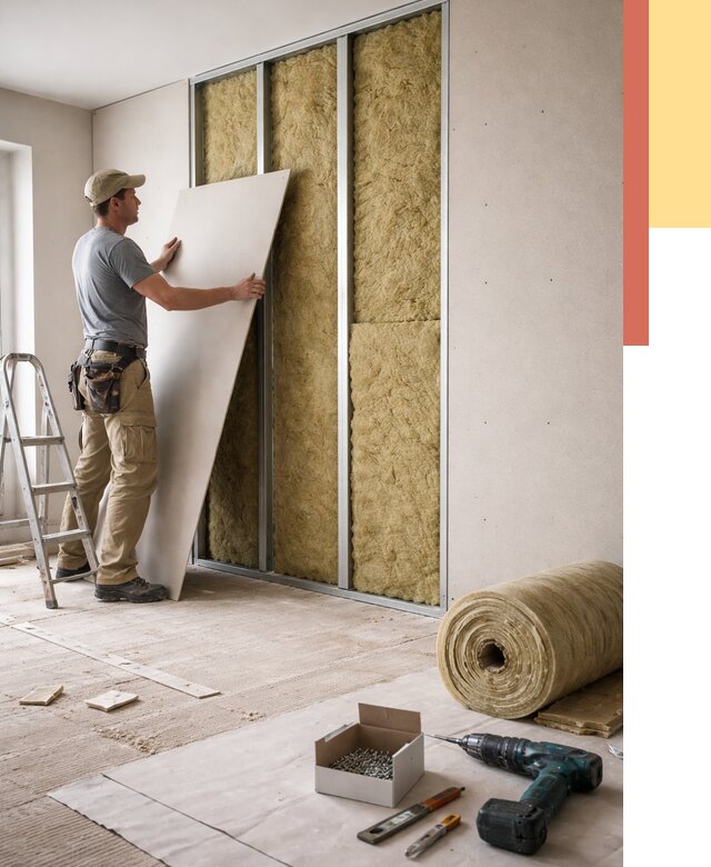 Перегородка из гипсокартона с шумоизоляцией в Добрянке от 3152 руб. | ОТДЕЛОЧНИК-Дбр