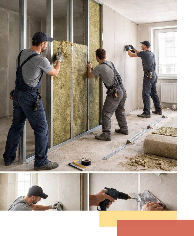 Перегородка из гипсокартона с шумоизоляцией в Добрянке — монтаж под ключ