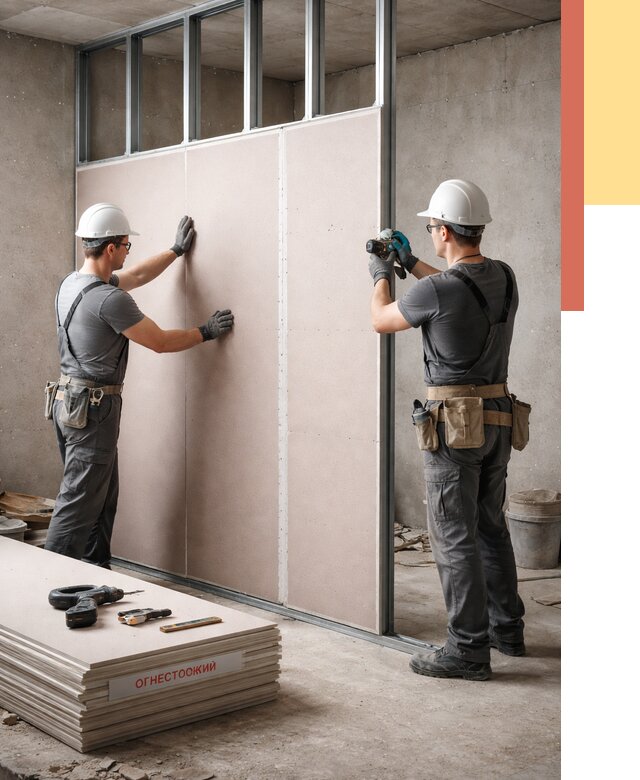 Перегородка из огнестойкого гипсокартона в Добрянке от 1869 руб. под ключ | ОТДЕЛОЧНИК-Дбр