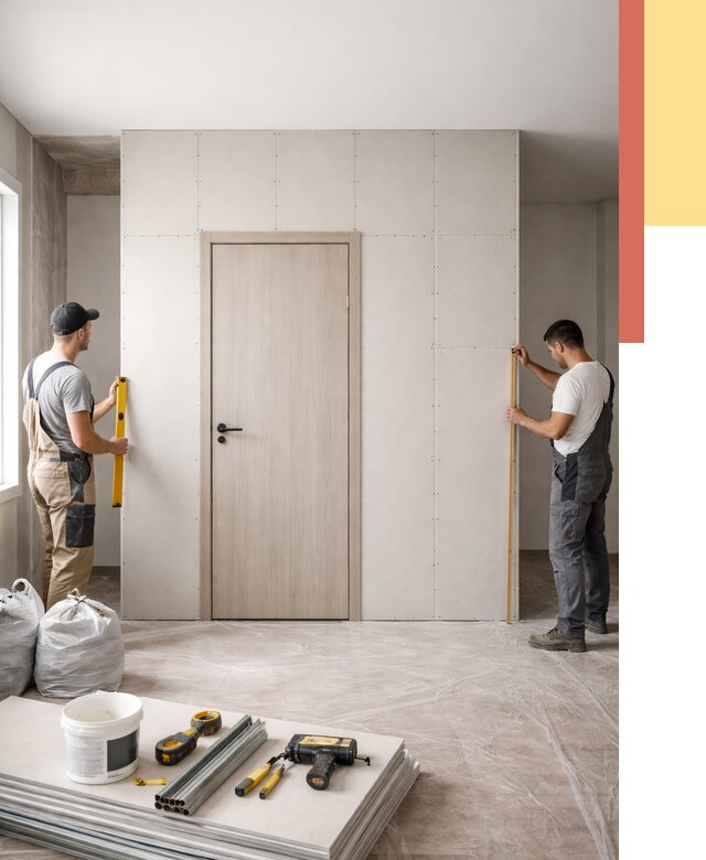 Перегородка из гипсокартона с дверью в Добрянке от 4546 руб. под ключ | ОТДЕЛОЧНИК-Дбр