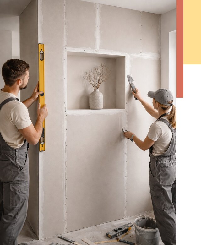 Перегородка из гипсокартона с нишей в Добрянке от 3283 руб. под ключ | ОТДЕЛОЧНИК-Дбр