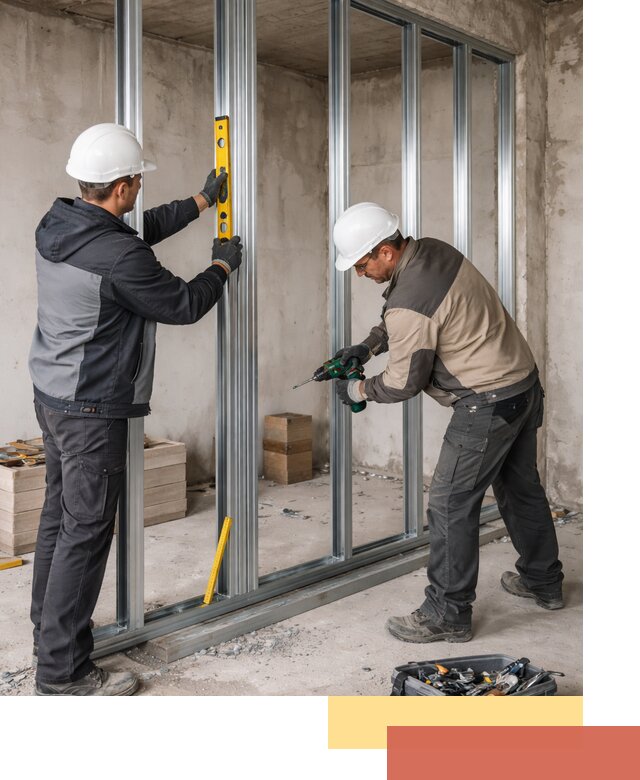 Монтаж каркаса перегородки из профиля в Добрянке