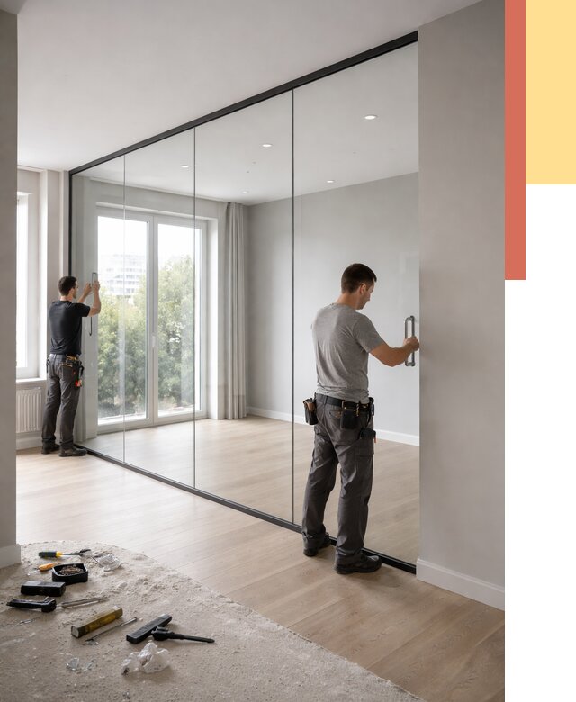 Изготовление стеклянных перегородок в Добрянке от 12476 руб. под ключ | ОТДЕЛОЧНИК-Дбр