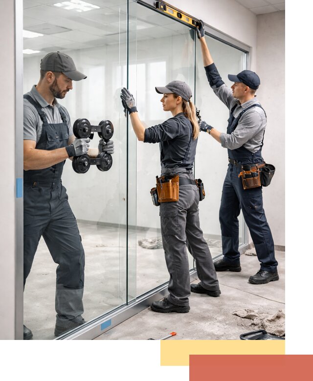 Профессиональный монтаж стеклянных перегородок в Добрянке