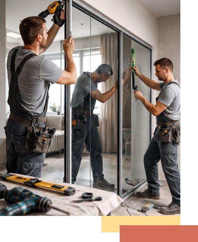 Каркасные стеклянные перегородки под ключ в Добрянке