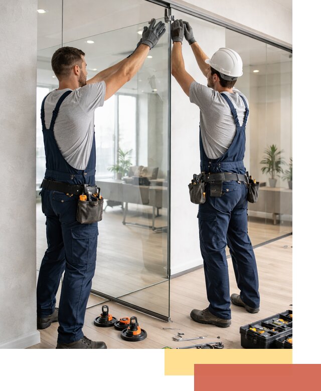 Безрамные стеклянные перегородки под ключ в Добрянке