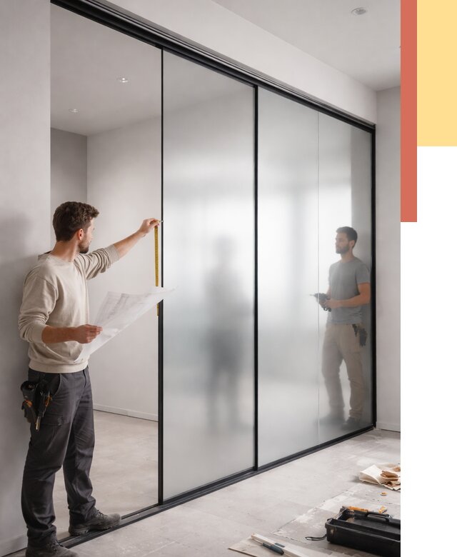 Матовые стеклянные перегородки в Добрянке от 8587 руб. — монтаж и установка | ОТДЕЛОЧНИК-Дбр