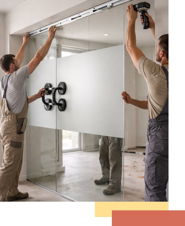 Матовые стеклянные перегородки под ключ в Добрянке