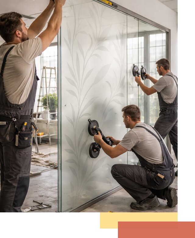 Стеклянные перегородки с рисунком на заказ в Добрянке