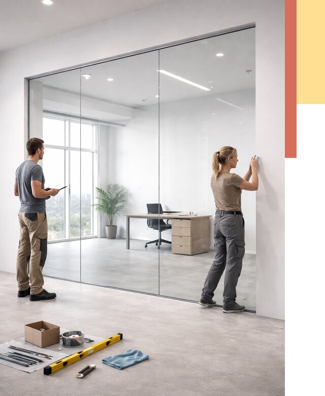 Перегородки из закаленного стекла в Добрянке от 9597 руб. под ключ | ОТДЕЛОЧНИК-Дбр