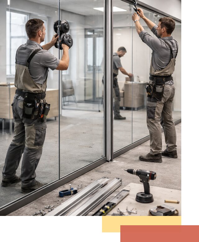 Стеклянные офисные перегородки под ключ в Добрянке