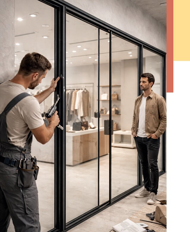 Стеклянные перегородки для магазинов в Добрянке от 8284 руб. под ключ | ОТДЕЛОЧНИК-Дбр